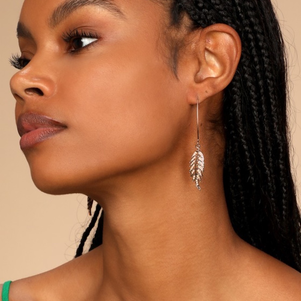 Lulus Natural Glam Gold Pearl Leaf Threader Earrings